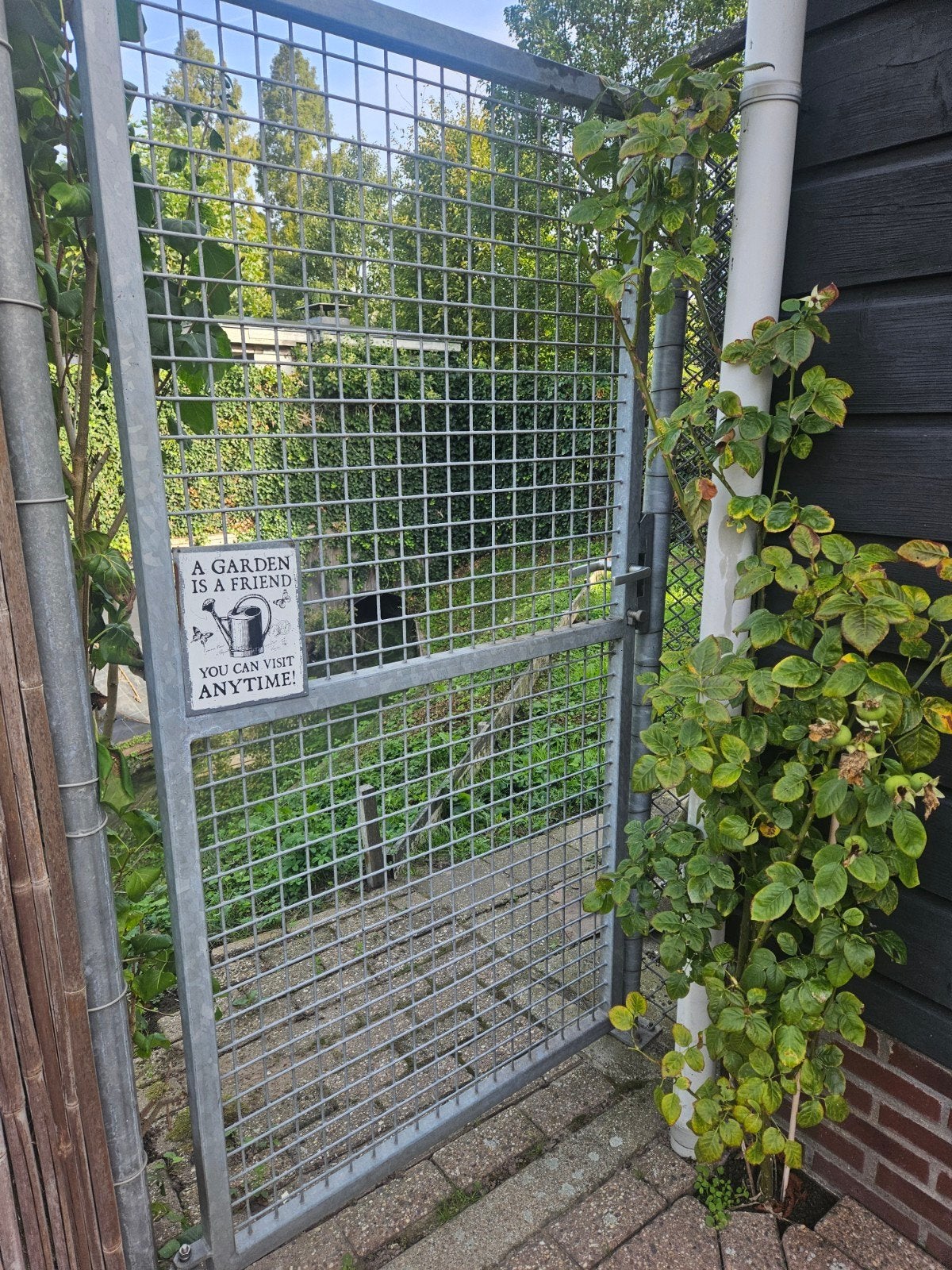 Heras hekwerk met poort, 18m, gaas, alu buizen en palen, Ophalen, Met poort, Gebruikt, Aluminium