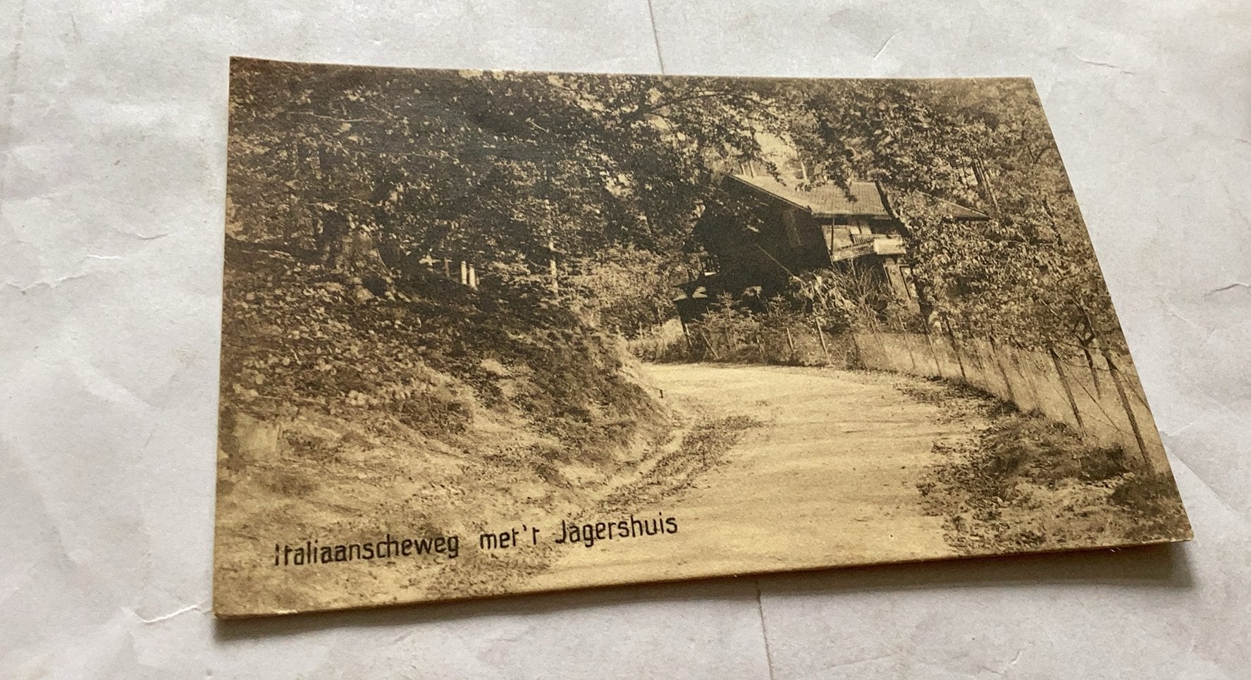 Oude briefkaart: Italiaanscheweg met 't Jagershuis, Verzamelen, Ansichtkaarten | Nederland, Gelopen, Voor 1920, Ophalen of Verzenden