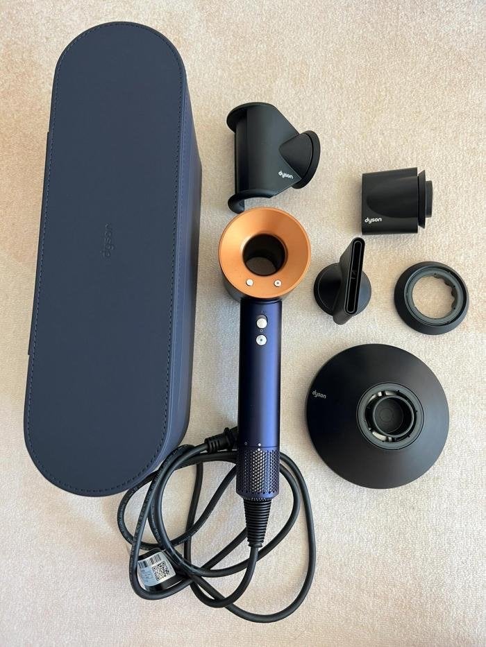 Dyson Supersonic Föhn - Blauw/Koper met Opbergdoos, Ophalen of Verzenden, Zo goed als nieuw, Haarverzorging