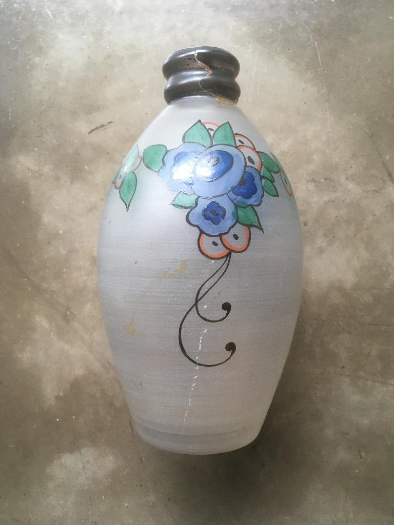Oude glazen art nouveau vaas, Ophalen of Verzenden