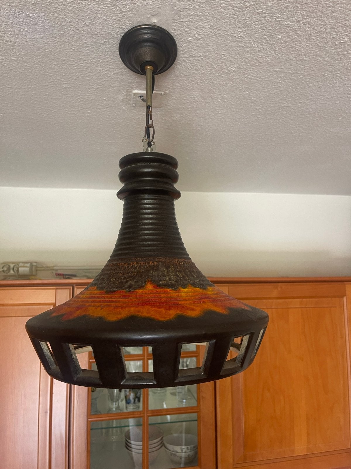 Fat Lava Retro Plafondlamp - Keramiek, Huis en Inrichting, Lampen | Hanglampen, Ophalen, Gebruikt, Keramiek, E27 (groot)