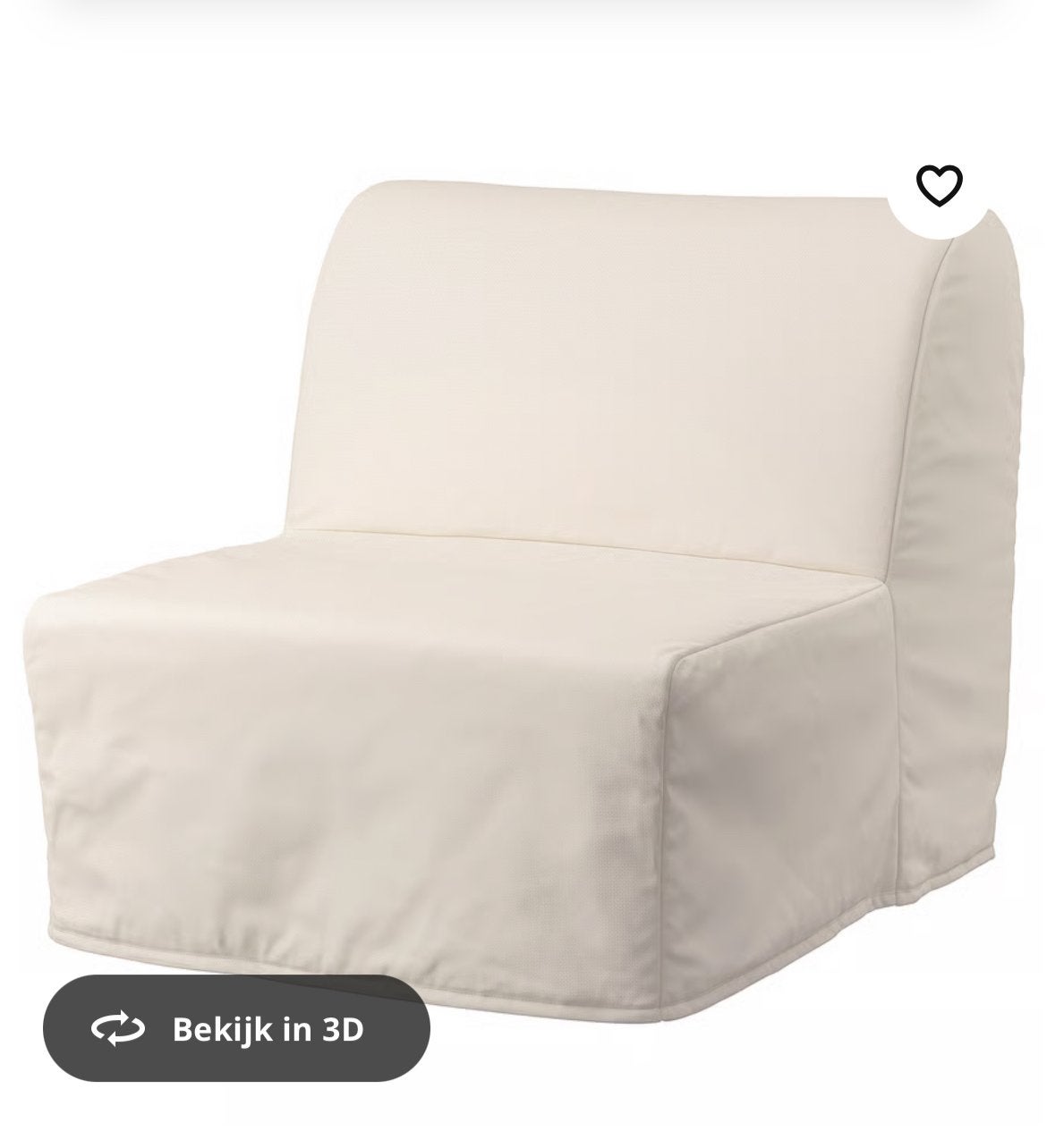 IKEA LYCKSELE LÖVÅS slaapstoel - Wit, Ophalen, Gebruikt, Eenpersoons, Wit