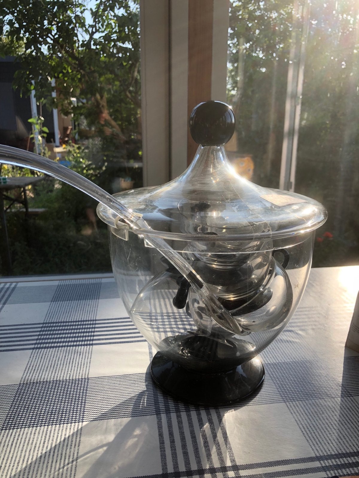 Leerdam Glazen Punch Bowl Set met 6 Kopjes en Lepel, Ophalen, Gebruikt, Overige typen, Vintage