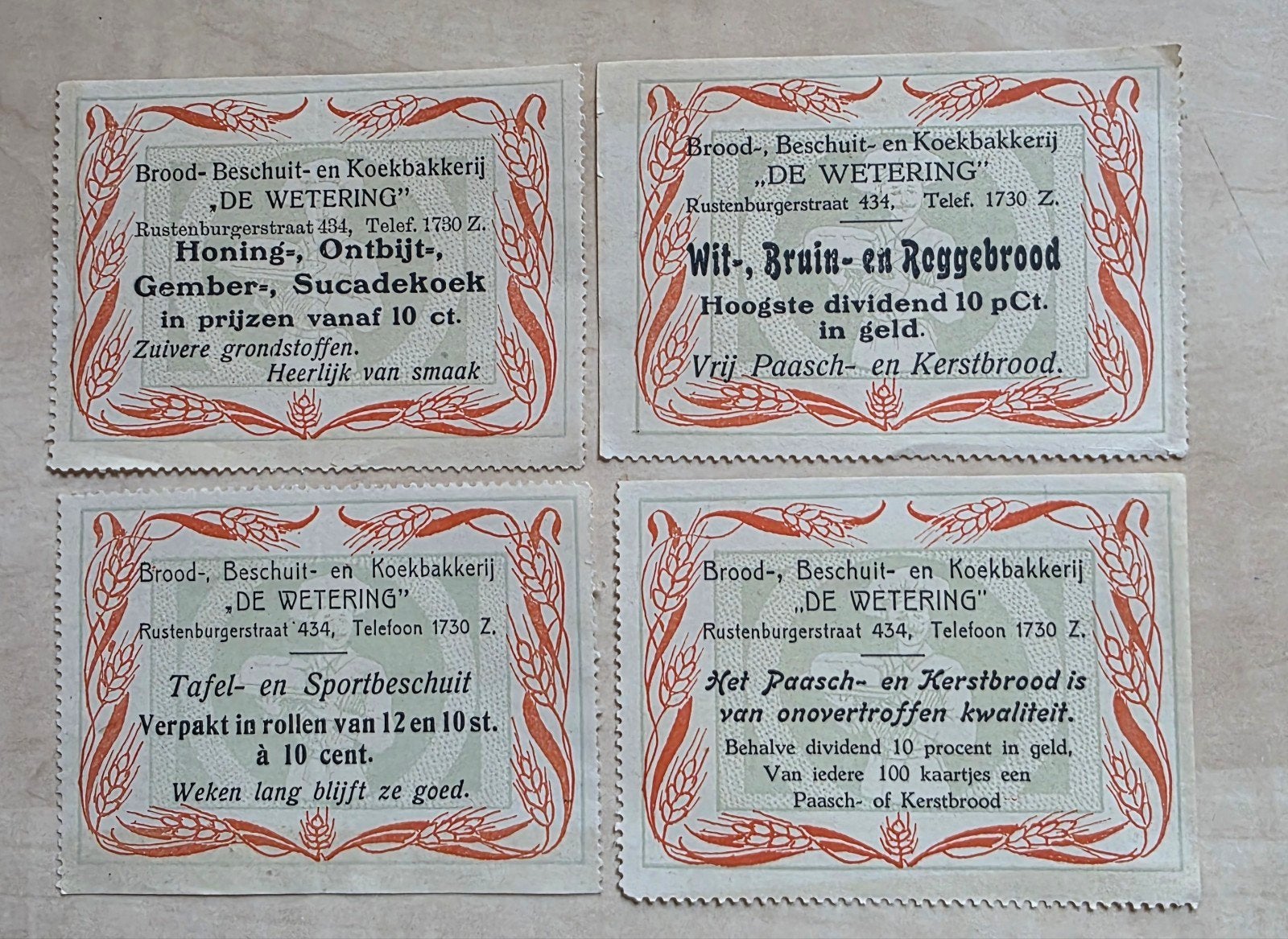 071) ORIGINELE SLUITZEGELS BROOD BAKKERIJ DE WETERING A'DAM, Verzenden, Overige thema's