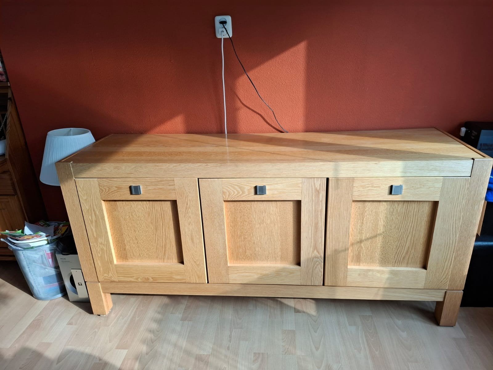 Blank eikenhouten dressoir, Huis en Inrichting, Kasten | Dressoirs, Ophalen, Met deur(en), 150 tot 200 cm, Eikenhout
