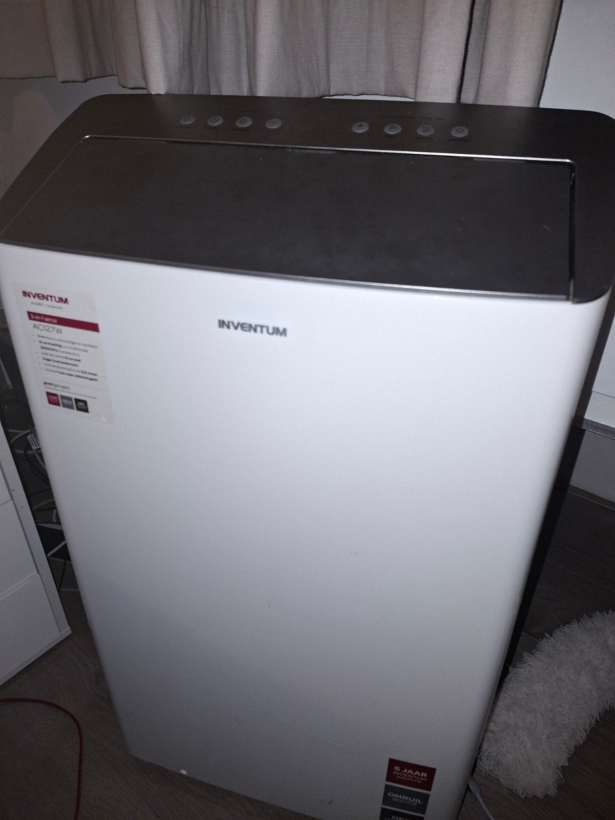 Inventum AC127W Mobiele Airco - 3-in-1, Ontvochtigen,, Ophalen, Minder dan 60 m³, 3 snelheden of meer, Zo goed als nieuw