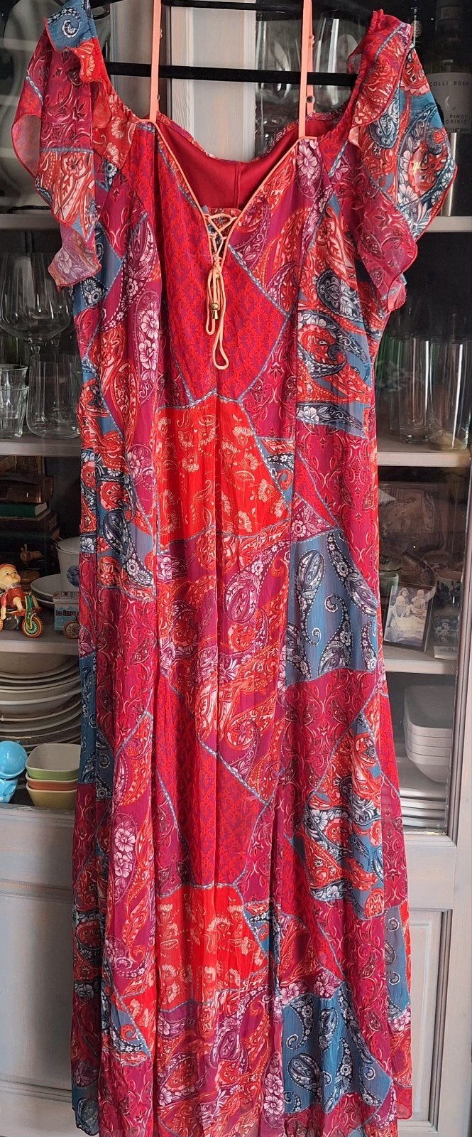 Off shoulder rode zomerjurk XL, Kleding | Dames, Galajurk, Maat 42/44 (L), Ophalen of Verzenden, Zo goed als nieuw