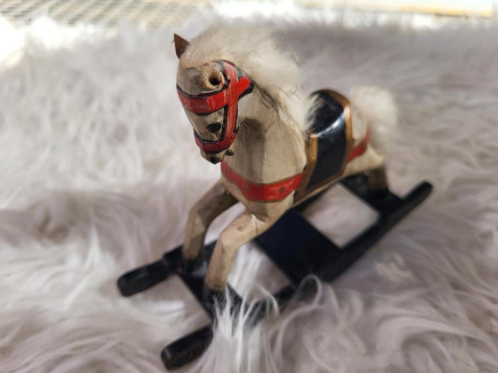 Prachtig oud houten miniatuur hobbelpaardje, Ophalen of Verzenden