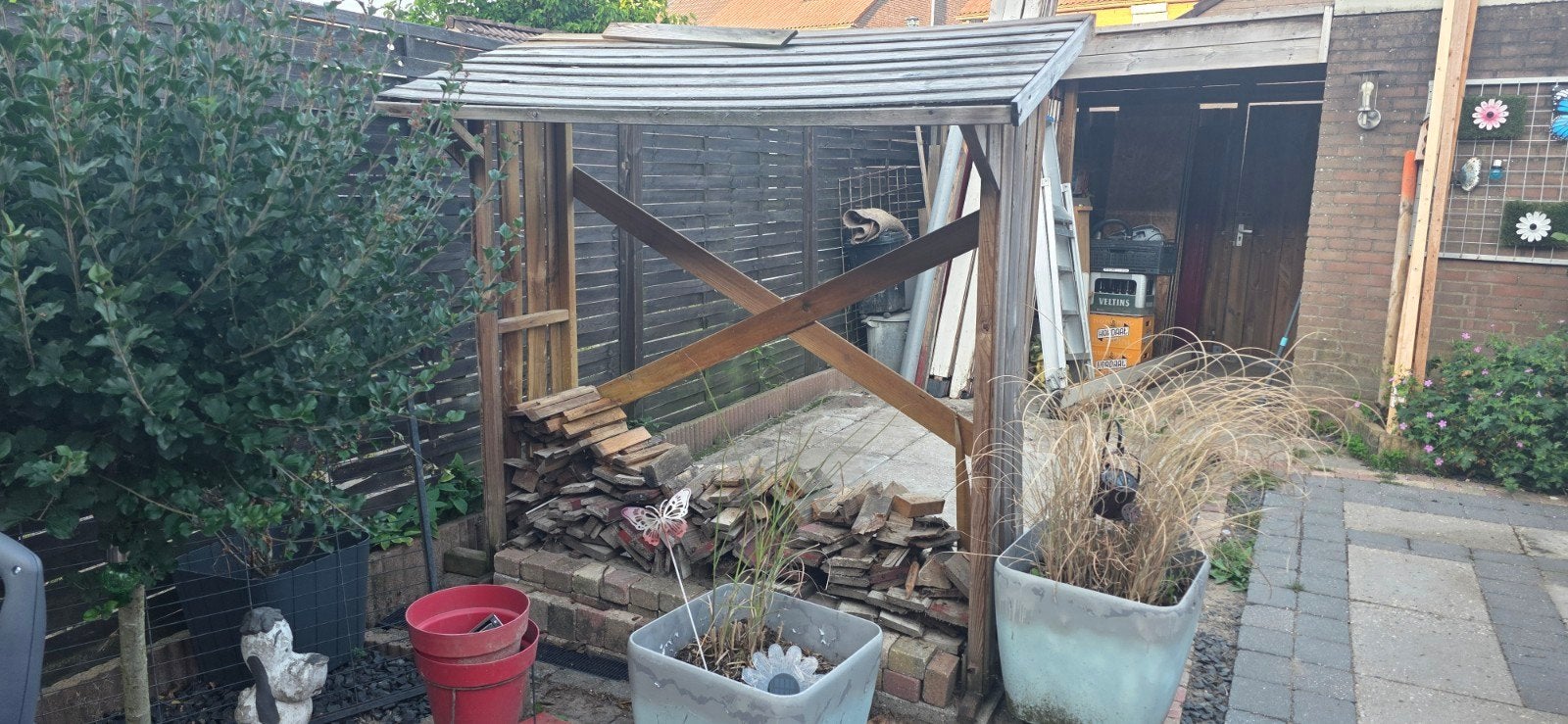 Houten Houtopslag / Houthok - 3 jaar oud, Ophalen, Gebruikt, Hout, Overige typen