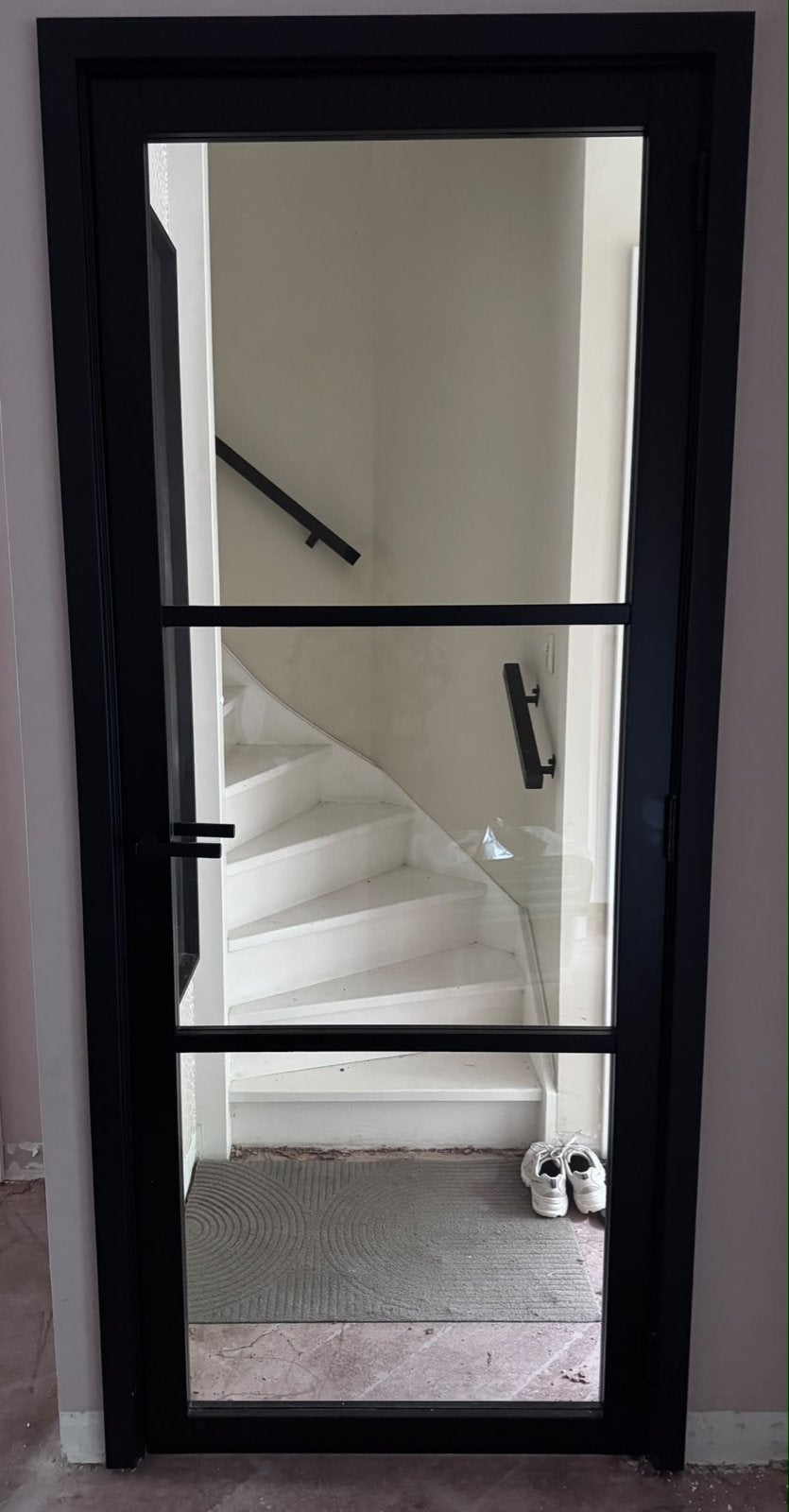 Steel look zwarte stompe binnendeur met glas, Pertura 1000, Ophalen, Gebruikt, 80 tot 100 cm, Binnendeur