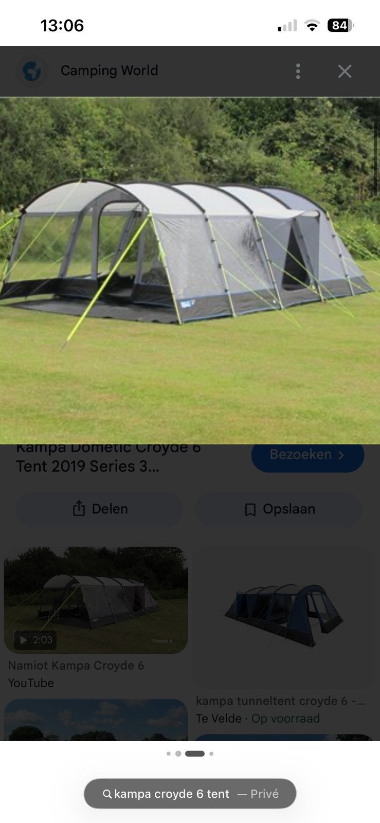 Kampa Croyde 6 familietent, Ophalen, Gebruikt