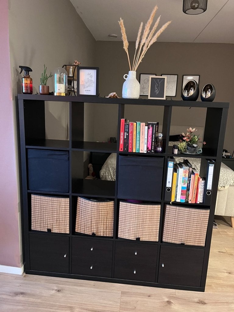 Kallax kast zwart, Ophalen, 100 tot 150 cm, 150 tot 200 cm, Met lade(s)