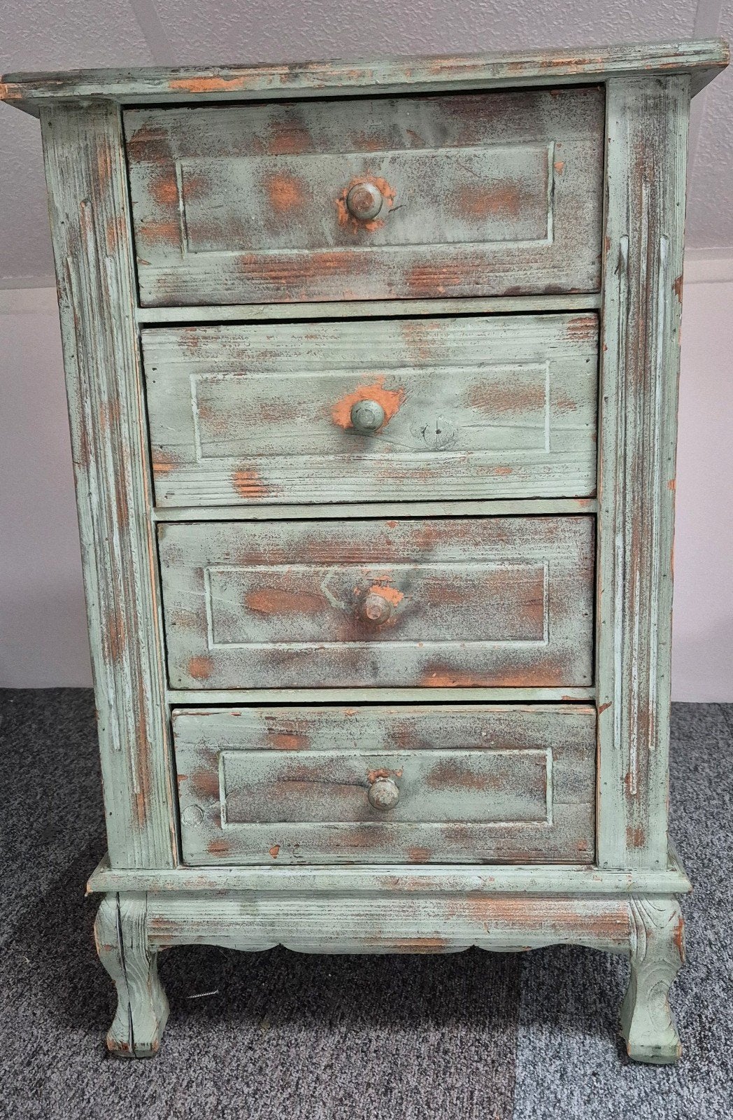 Vintage groen kastje met lades - Shabby Chic Stijl, Huis en Inrichting, Kasten | Ladekasten, Ophalen of Verzenden