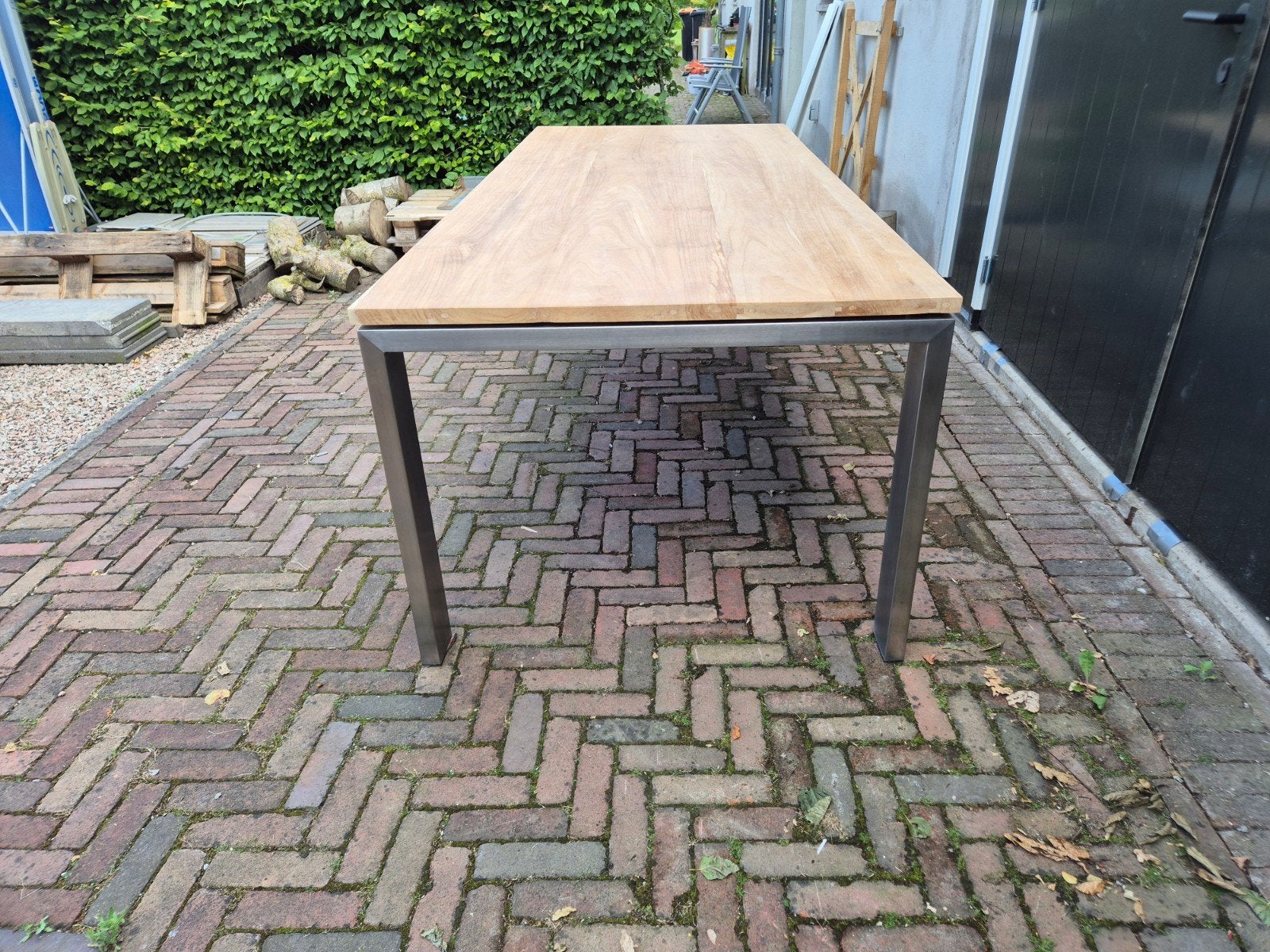 Tafel eettafel teakhouten blad, Huis en Inrichting, Tafels | Eettafels, Ophalen, Teakhout, 200 cm of meer, 50 tot 100 cm