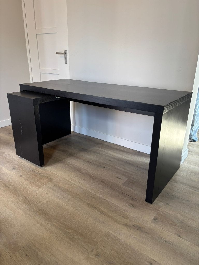 Zwart bureau met uitschuifbaar element, Huis en Inrichting, Ophalen, Gebruikt