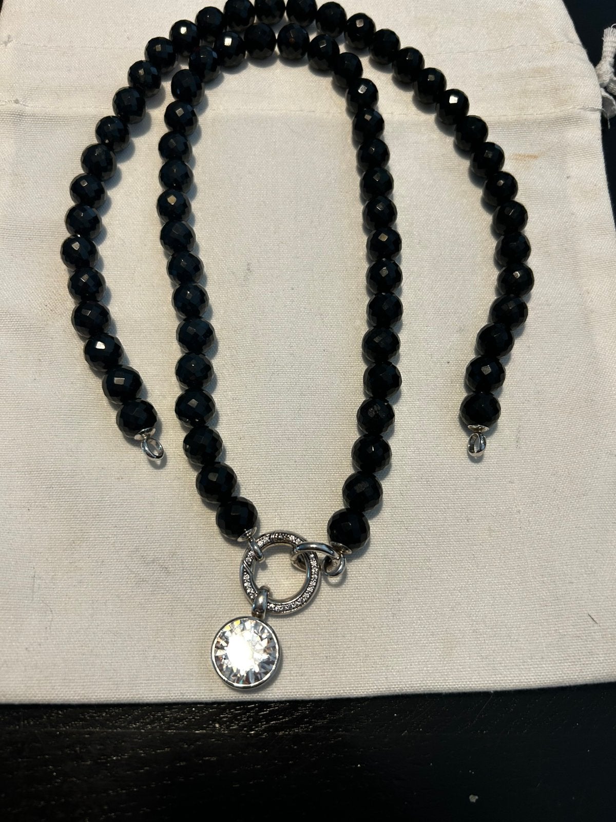 Ti Sento Onyx ketting met hanger, kort of lang draagbaar, Met hanger, Zwart, Ophalen of Verzenden, Zo goed als nieuw
