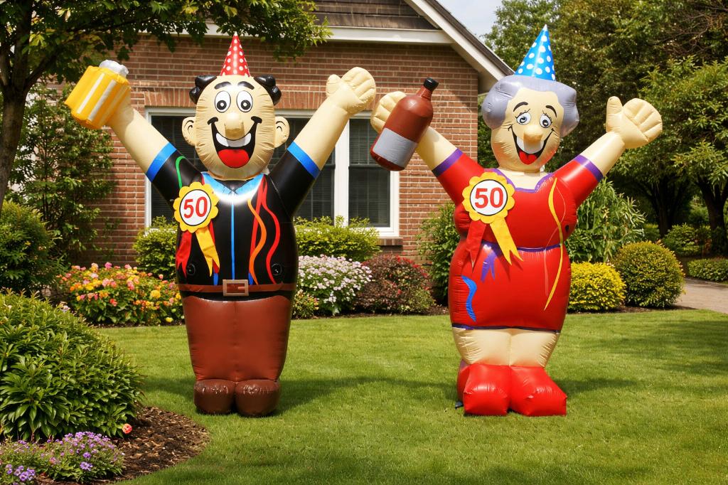 Opblaaspop verjaardag, pensioen, Abraham of Sara, Hobby en Vrije tijd, Feestartikelen | Verhuur, Ophalen, Nieuw, Verjaardag