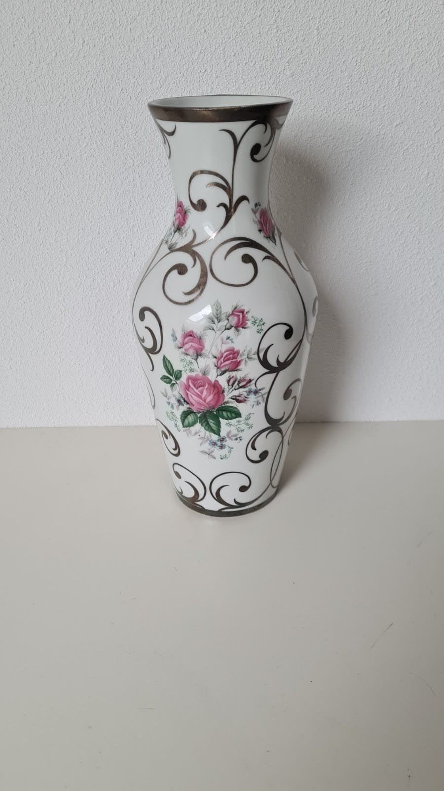 Bohemia JN vaas met rozen, Ophalen of Verzenden