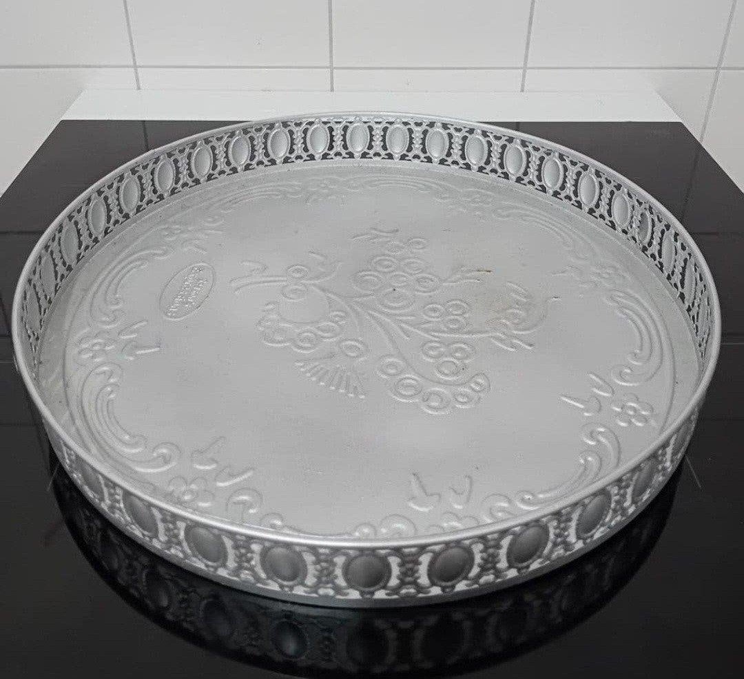Grote Dienblad Metalen Zilver  ( Ø: 40 x H. 5 cm ), Huis en Inrichting, Ophalen, Rond, Zo goed als nieuw, Dienblad