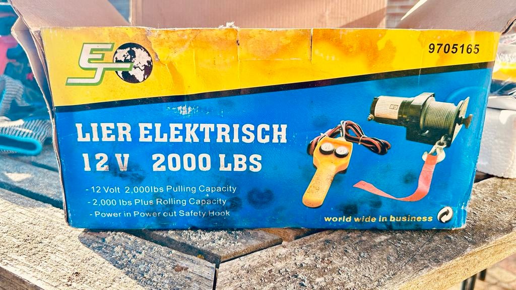 Elektrische Lier 12V 2000 LBS - Nieuw in Doos, Ophalen of Verzenden, Nieuw, Elektrisch