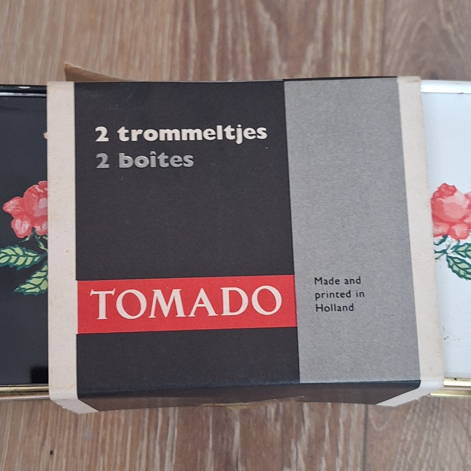 Tomado 2 blikken roosjes trommeltjes, Ophalen of Verzenden, Zo goed als nieuw, Overige, Overige merken