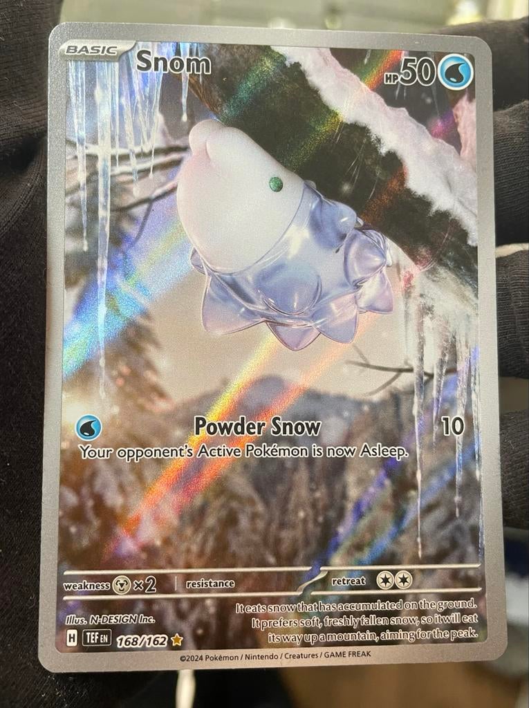 Snom #168/162 Pokémon kaart, Ophalen of Verzenden, Zo goed als nieuw, Losse kaart, Foil