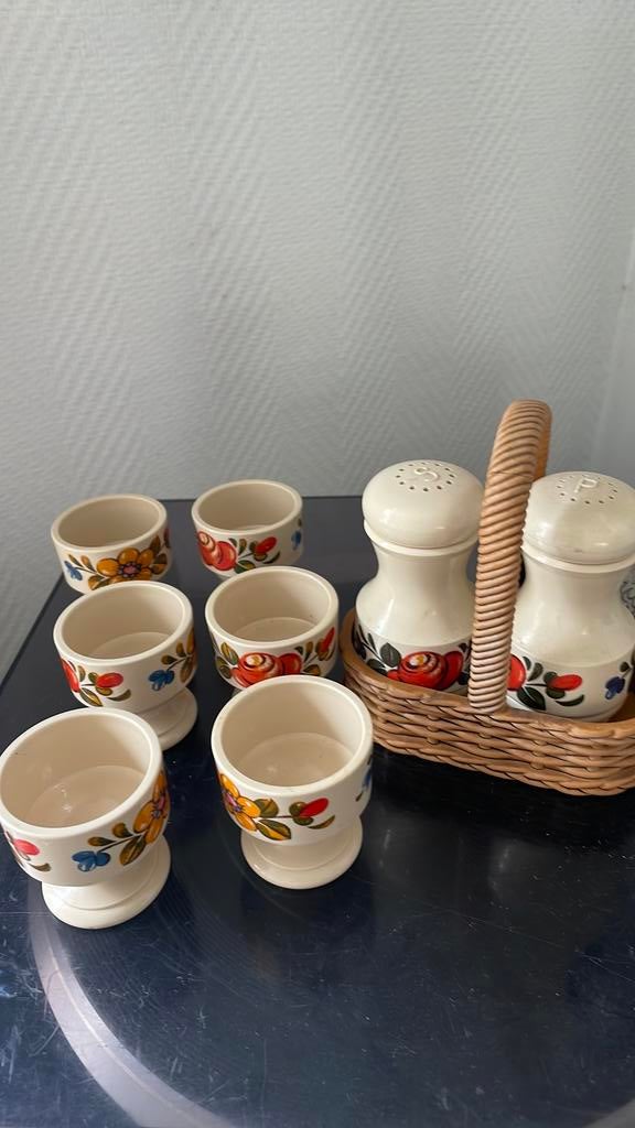 Vintage Emsa peper en zout stel en eierdoojes, Ophalen of Verzenden