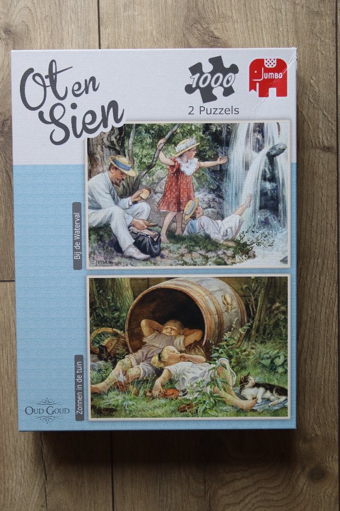 Ot en Sien puzzels: 2x 1000 st.van Jetses: zo goed als nieuw, Ophalen of Verzenden, 500 t/m 1500 stukjes, Zo goed als nieuw, Legpuzzel