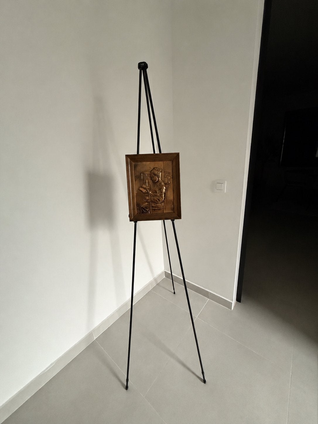 Koperen schilderij met houten kader, Antiek en Kunst, Kunst | Beelden en Houtsnijwerken, Ophalen of Verzenden, 20 - 50 cm, Scène