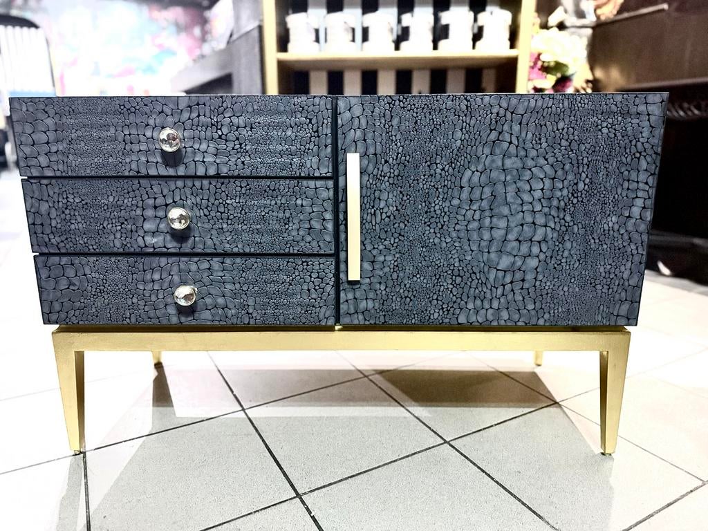 Luxe Croco Design Kastje - Donkergrijs met Goud, Huis en Inrichting, Ophalen, Overige materialen, 100 tot 150 cm, Eu