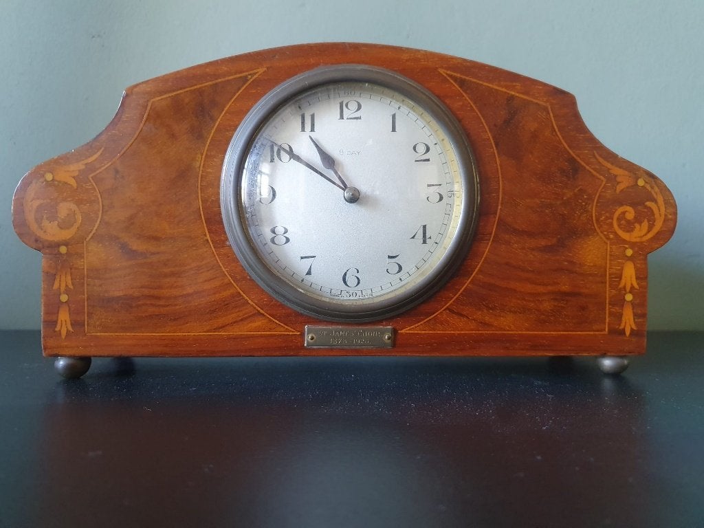 Vintage Edwardiaanse mahonie pendule / klok / tafelklok, Ophalen of Verzenden