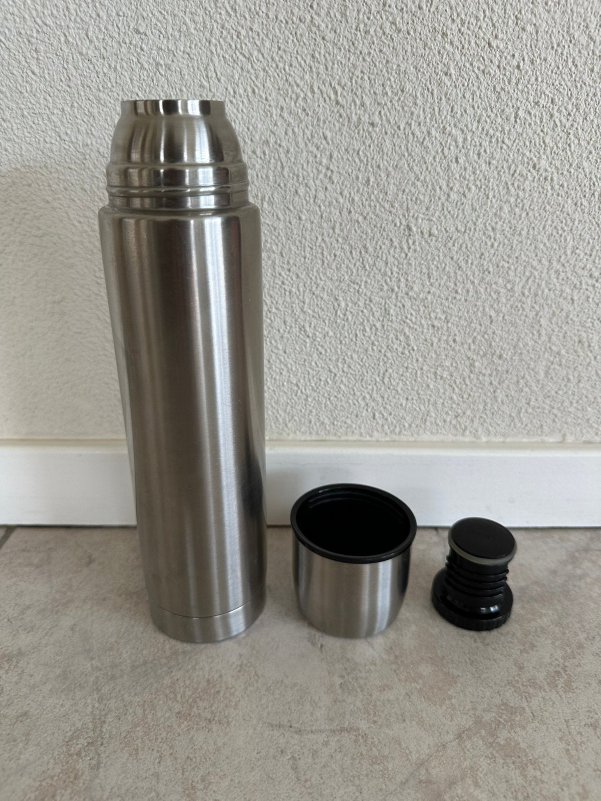 RVS thermosfles waterfles dubbelwandig 450ml met drinkbeker, Ophalen of Verzenden, Zo goed als nieuw, Dubbelzijdig, Overige typen