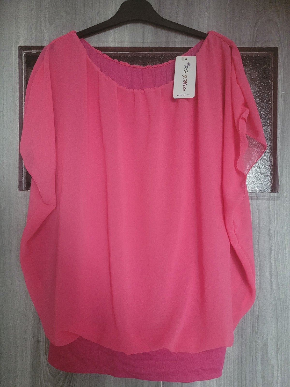 Roze blouse met korte mouwen, Ophalen, Maat 42/44 (L), Nieuw, Korte mouw