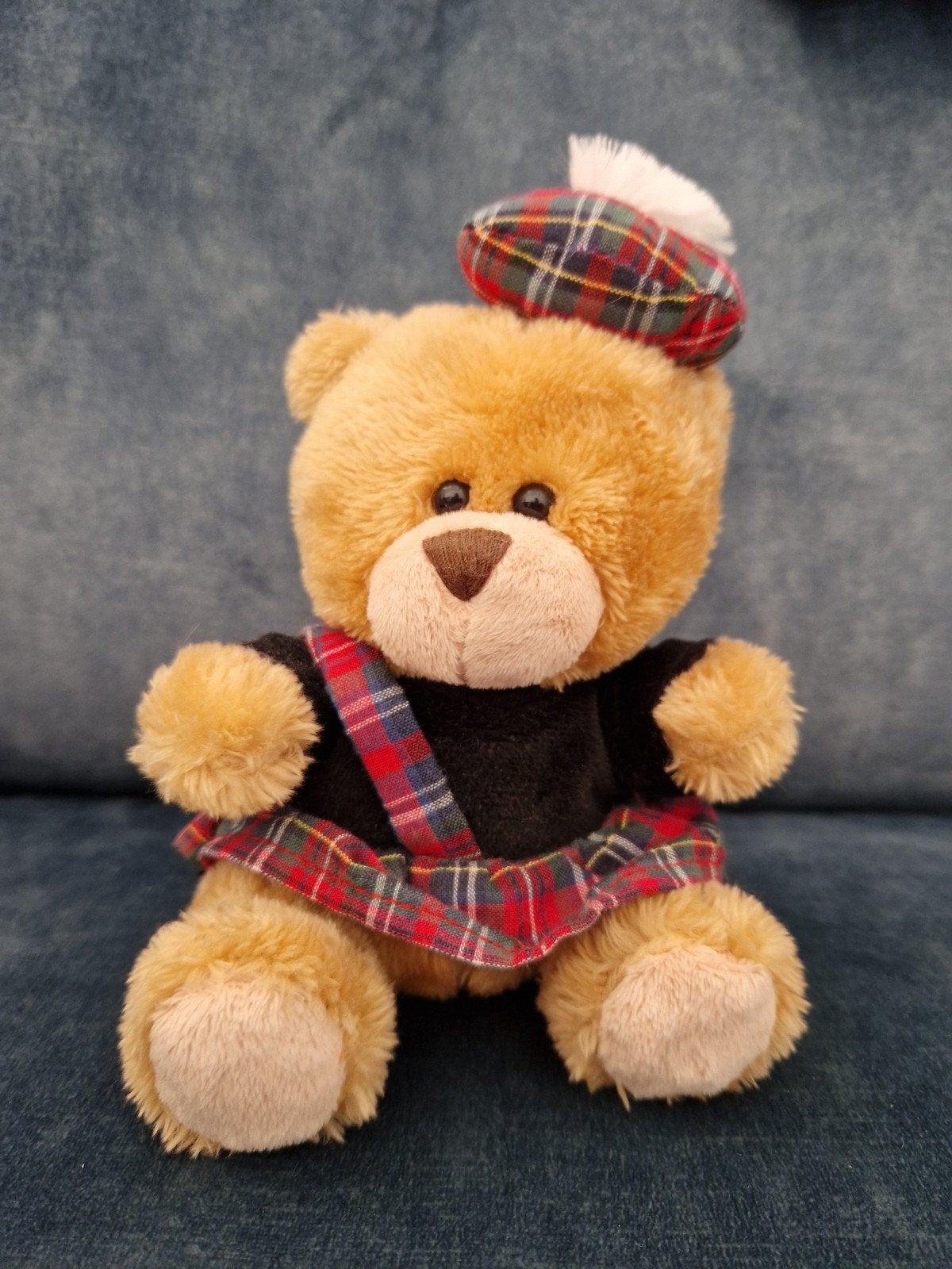 Schotse teddybeer Pipp met geruite kilt en baret, Overige merken, Overige karakters, Beer, Ophalen of Verzenden
