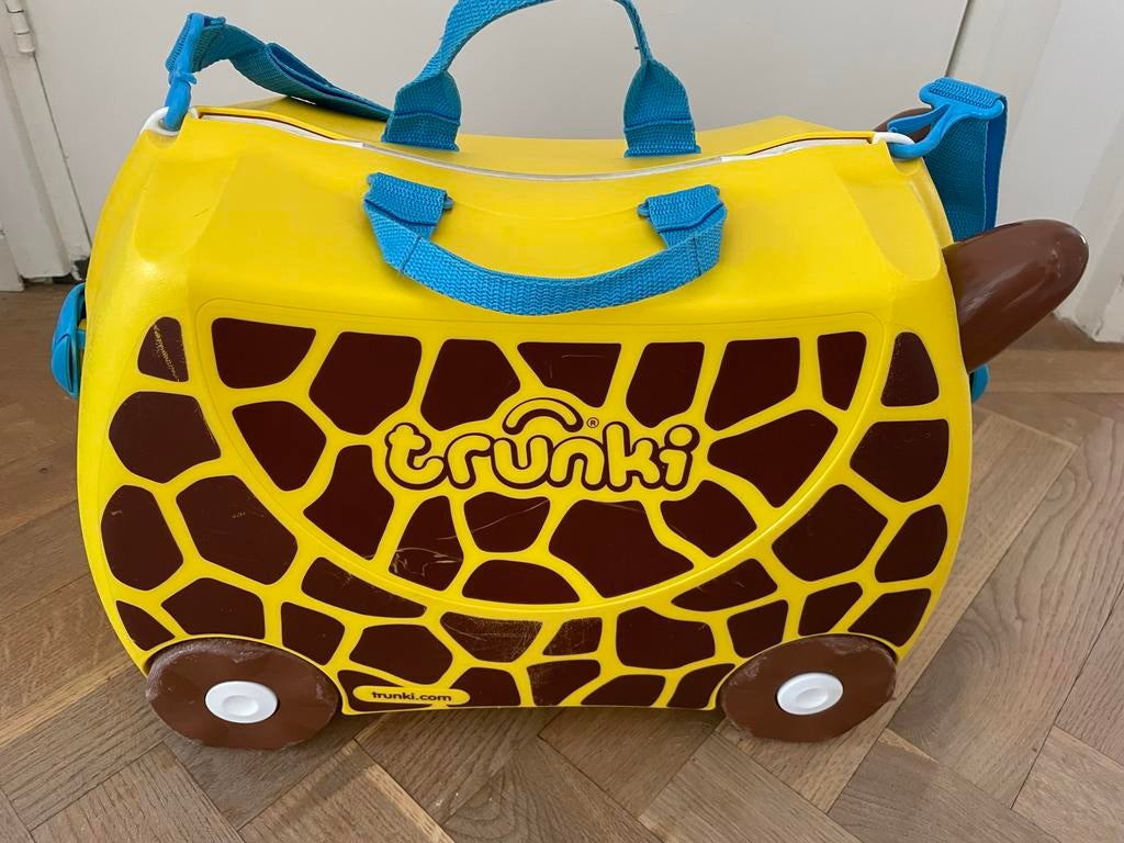 Trunki Kinderkoffer Geel Giraffe Design, Sieraden, Tassen en Uiterlijk, Koffers, Hard kunststof, Minder dan 50 cm, Zo goed als nieuw