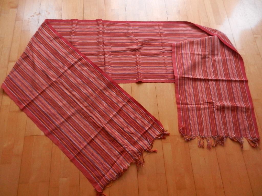 Rode geel witte banen katoenen omslagdoek /sarong 382x122 cm, Ophalen of Verzenden, Zo goed als nieuw, Maat 42/44 (L), Overige kleuren