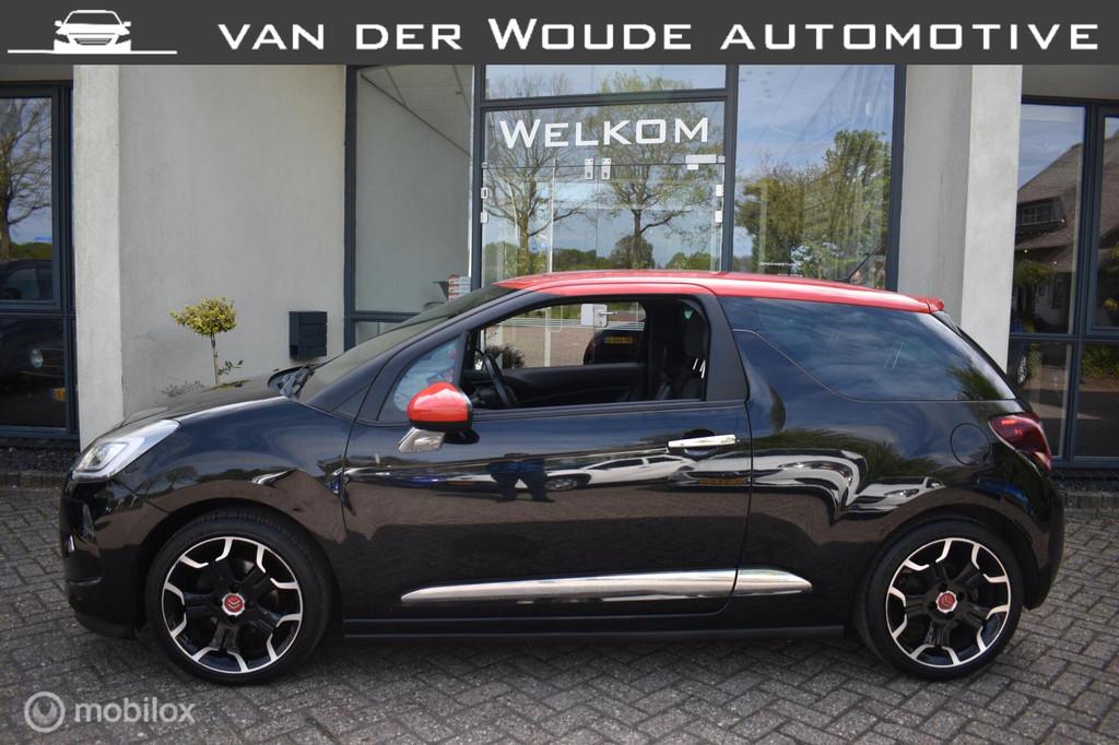 Citroen DS3 1.2 PureTech So Red|Camera|LED|Clima|Cruise|Navi, 40 €/maand, Euro 6, Zwart, Origineel Nederlands