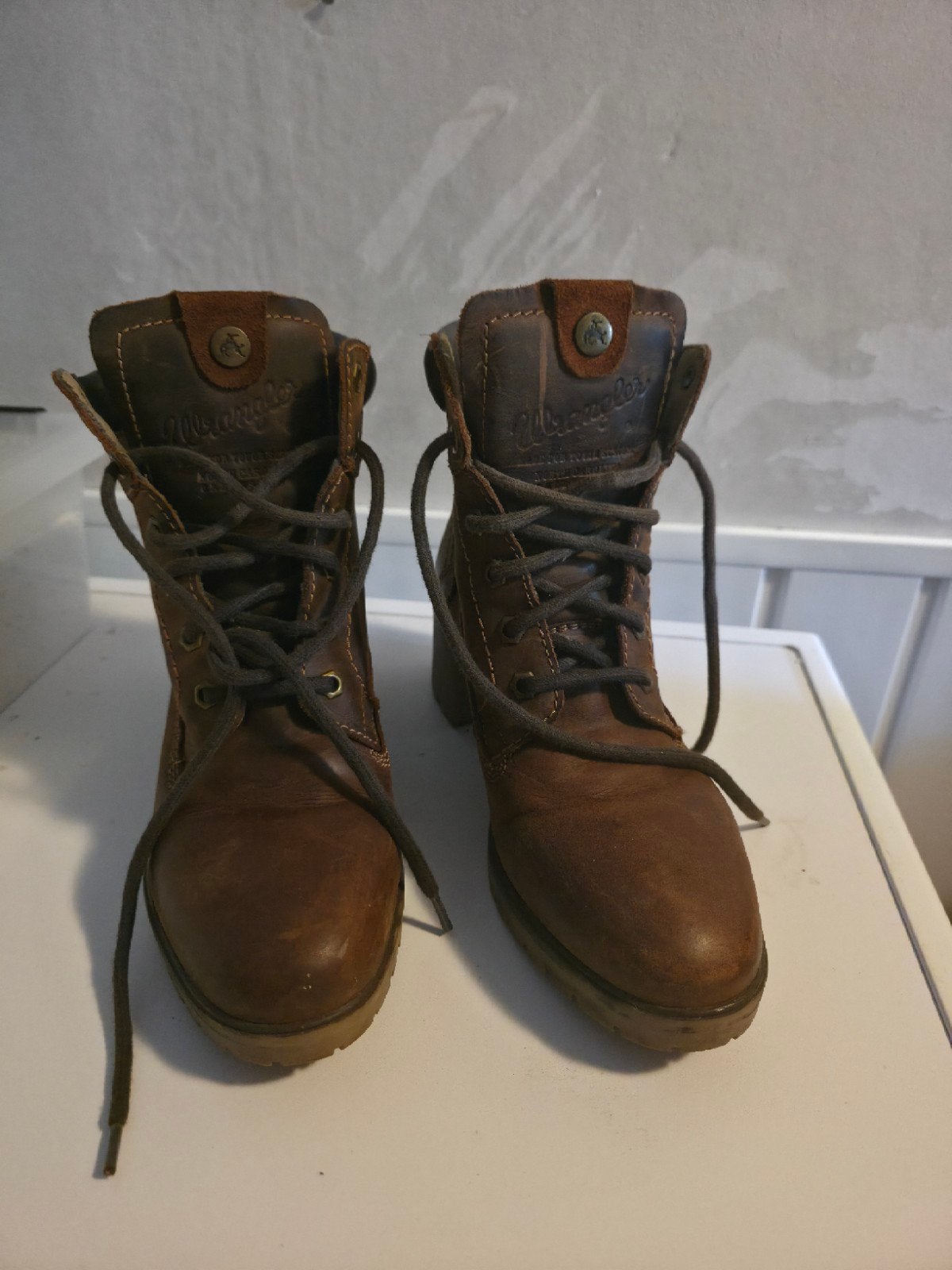 Wrangler cognac enkellaarzen - maat 39, Kleding | Dames, Schoenen, Bruin, Lage of Enkellaarzen, Gedragen, Wrangler