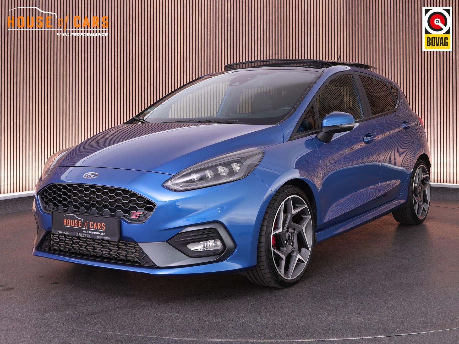 Ford Fiesta ST-3 1.5 200pk PERFORMANCE PACK Pano|launch cont, Voorwielaandrijving, 1188 kg, Blauw, Leder en Stof