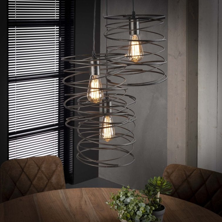 Moderne spiraal hanglamp met 3 philips Hue filament lampen, Huis en Inrichting, Ophalen, Zo goed als nieuw, Metaal, E27 (groot)