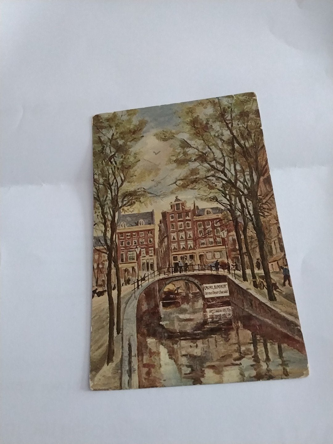 Antieke Ansichtkaart Amsterdam Gracht Cacao Blooker, Ophalen of Verzenden, Voor 1920, Ongelopen, Noord-Holland