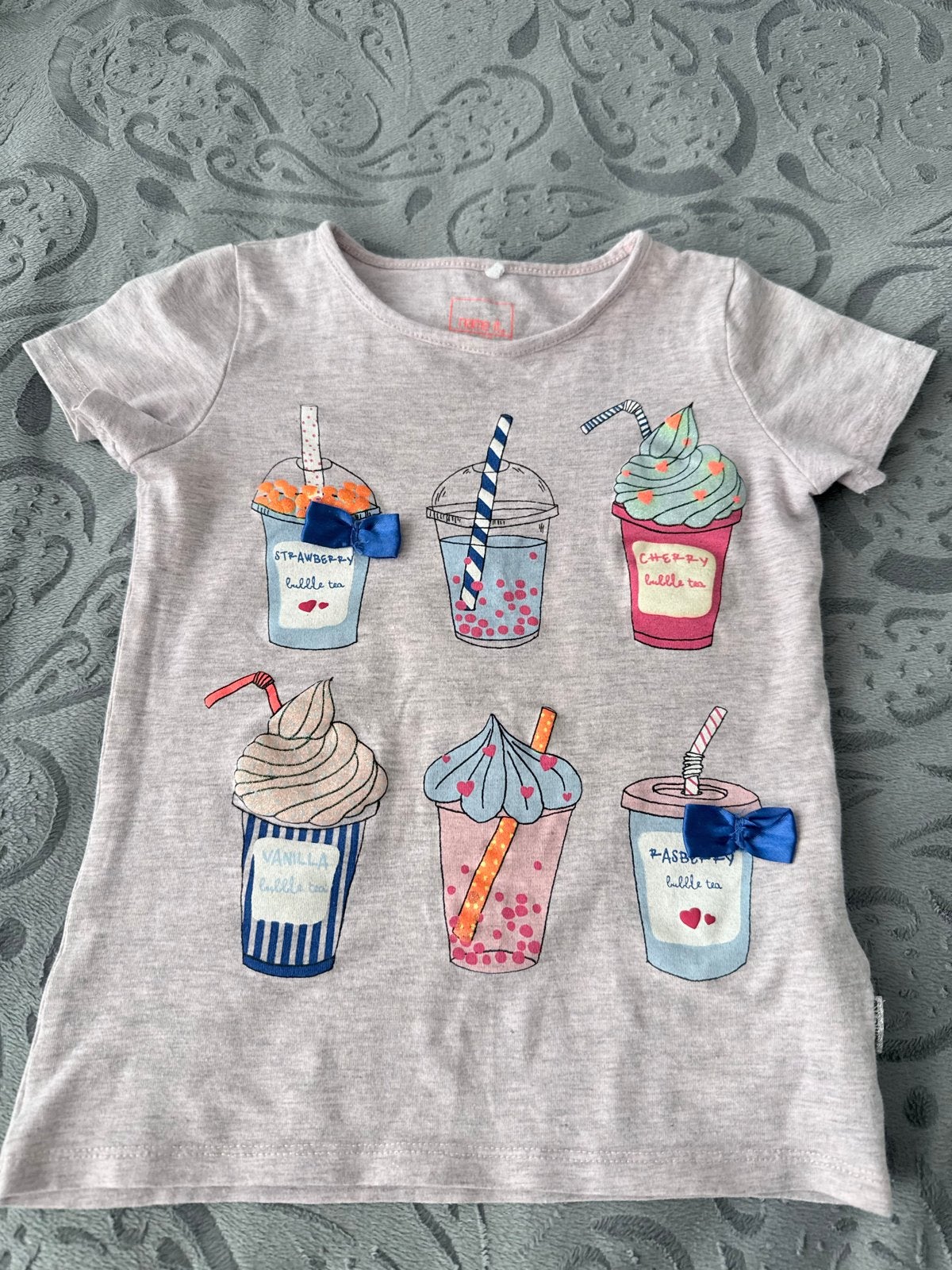 Leuk grijs T-shirt met bubble tea print - Name It, Ophalen of Verzenden, Zo goed als nieuw, Meisje, Shirt of Longsleeve