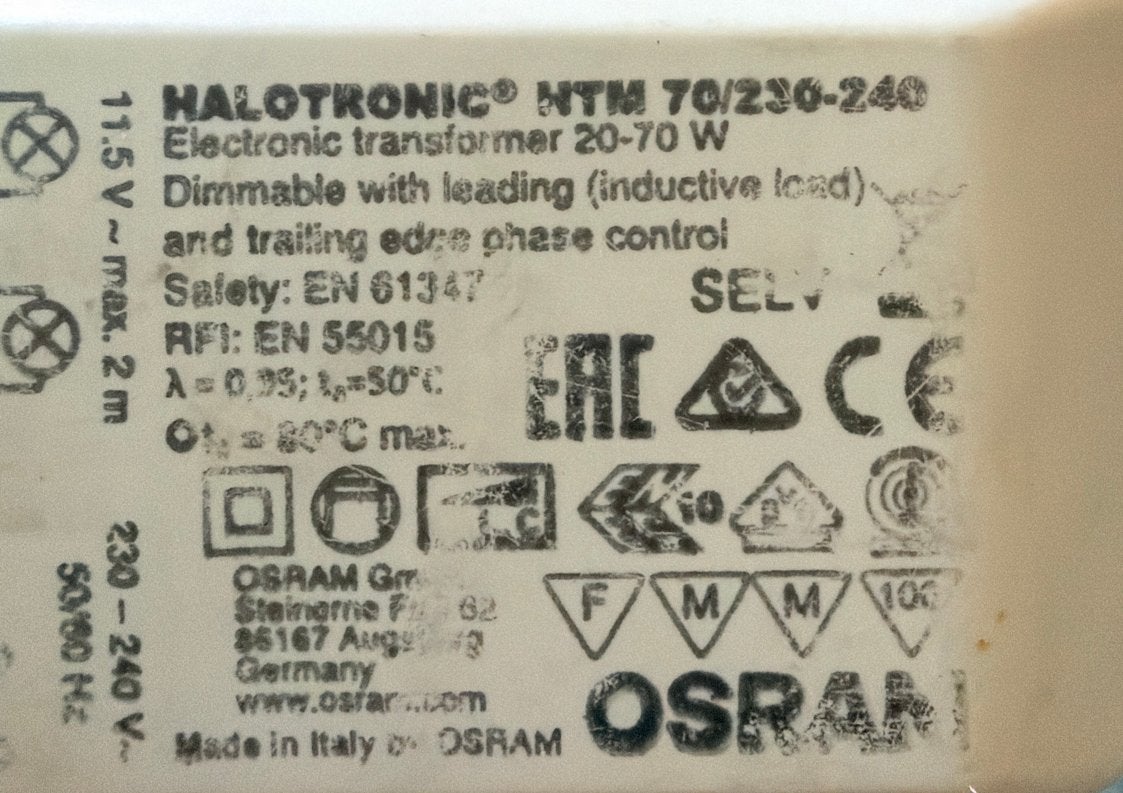 Osram HALOTRONIC NTM 70/230-240 elektronische transformator, Dimbaar, Ophalen of Verzenden, Gebruikt, Osram