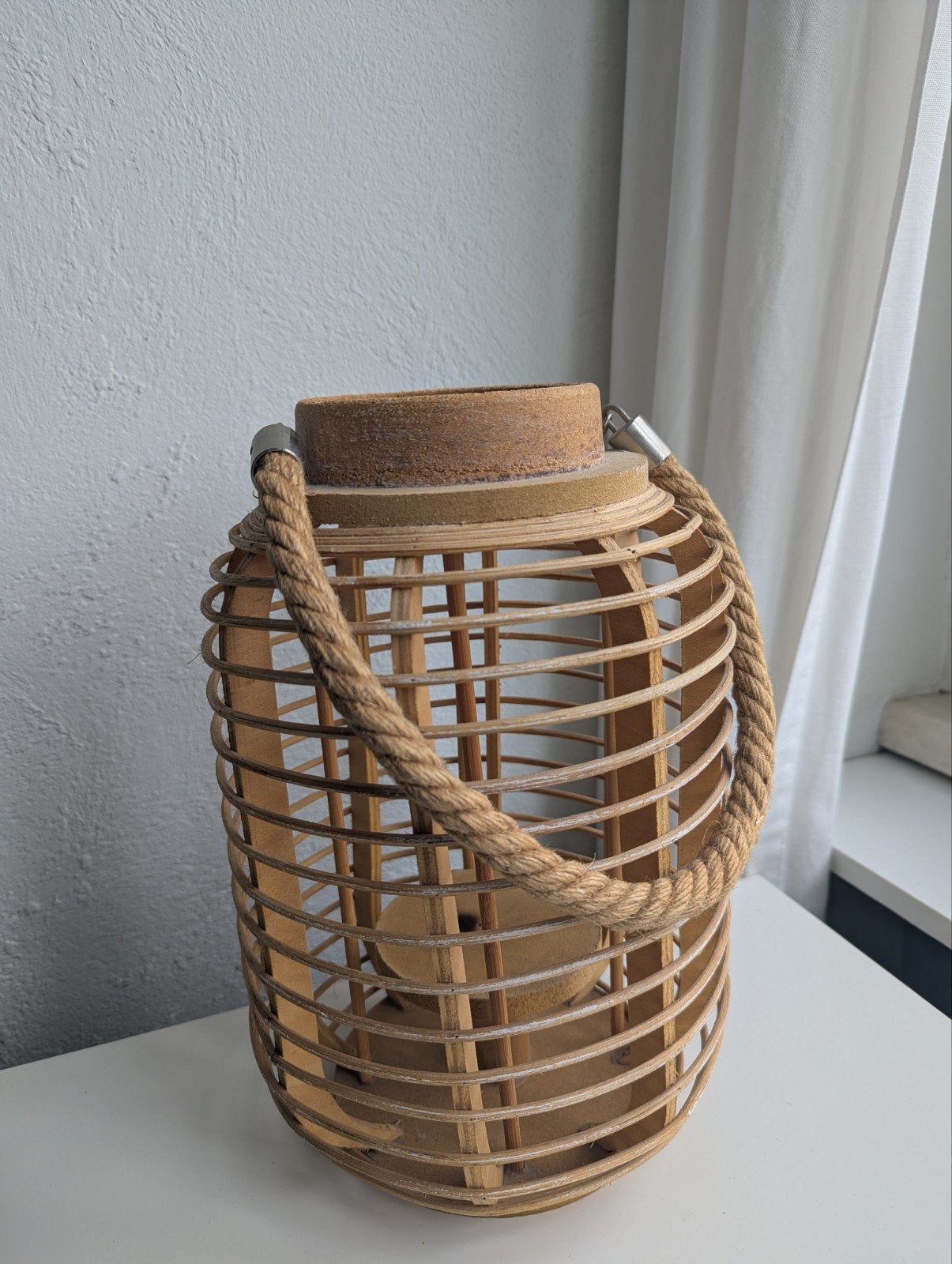 Decoratieve Bamboe Lantaarn met Touw Handvat, Ophalen, Hout, Gebruikt, Landelijk