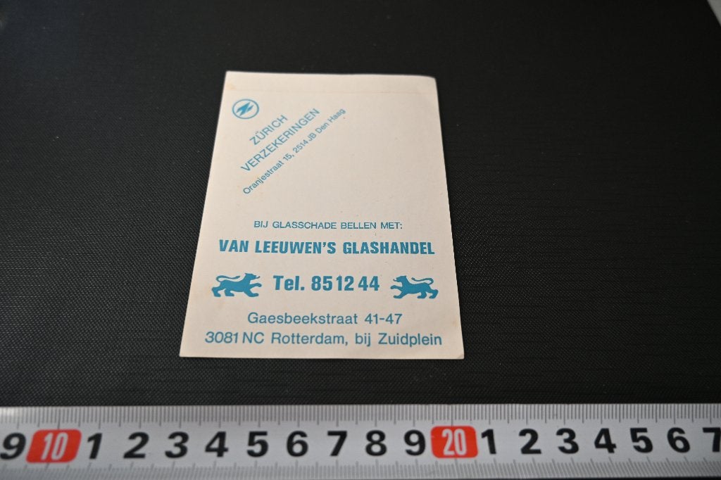 sticker rotterdam van leeuwen's glashandel zürich verzekerin, Ophalen of Verzenden, Zo goed als nieuw