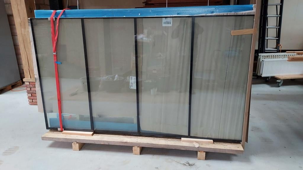 Bijna gratis 2 grote nieuwe isolatie windschermen dubbelglas, Ophalen, Gevelraam of Ruit, Nieuw, 160 cm of meer