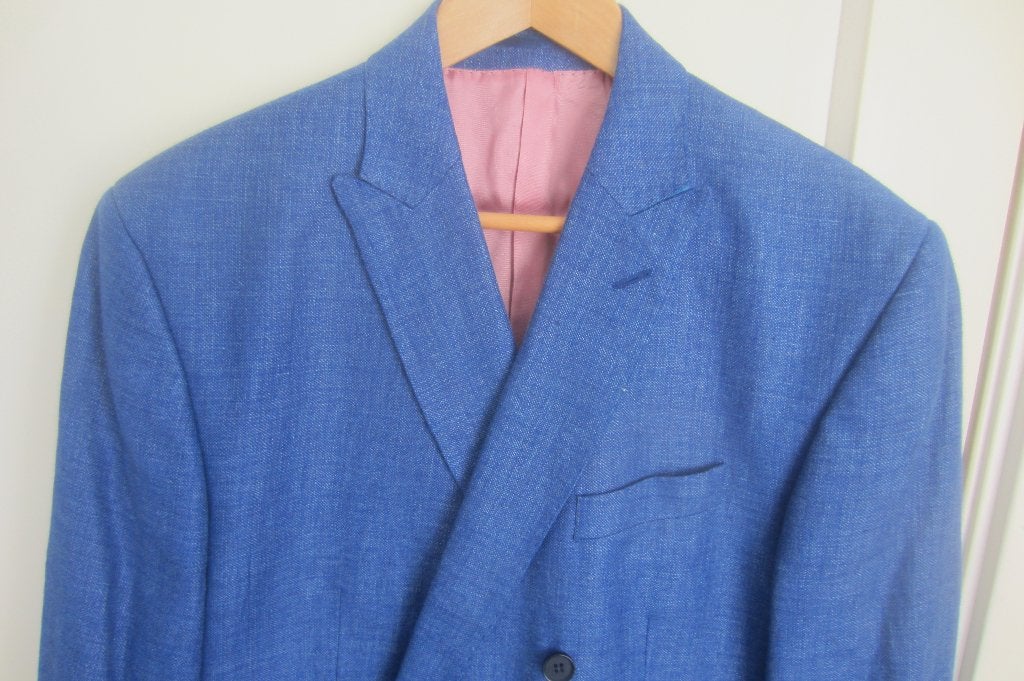 Harvie & Hudson heren colbert - wol en linnen - maat L - XL, Blauw, Ophalen of Verzenden, Zo goed als nieuw, Maat 56/58 (XL)