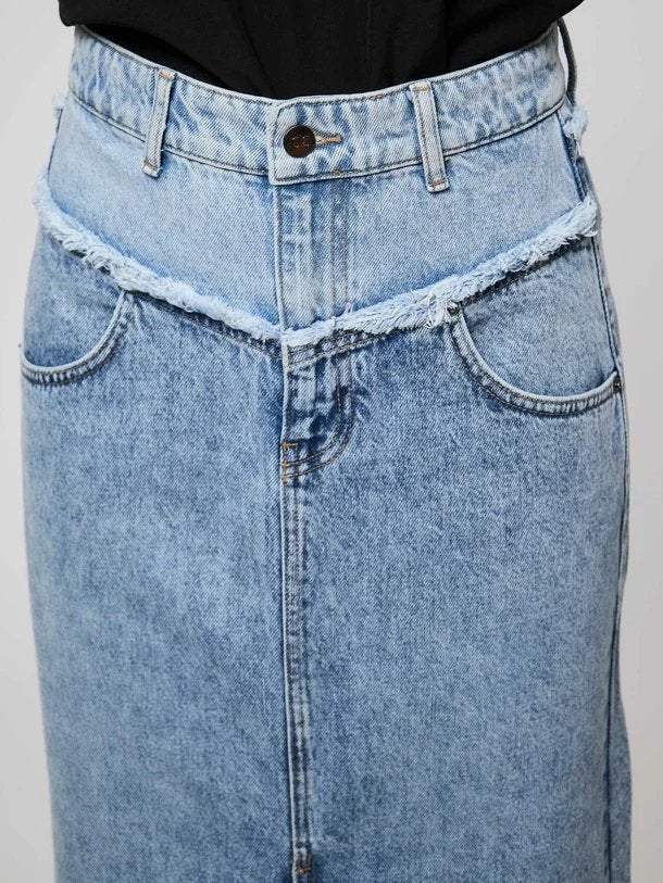 Co’couture denim rok L - Zo goed als nieuw, Kleding | Dames, Maat 38/40 (M), Zo goed als nieuw, Onder de knie, Verzenden