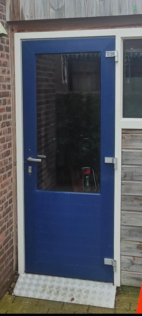 Kunststof deur met raam, 200x75cm, Doe-het-zelf en Verbouw, Deuren en Horren, Ophalen, Gebruikt, Minder dan 80 cm, Buitendeur