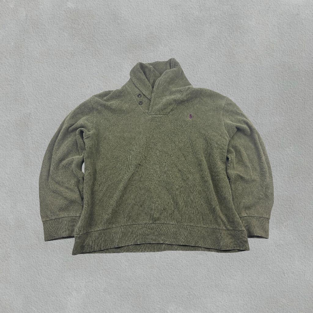 (1119) Khaki Ralph Lauren Trui met knoopsluiting - XXL, Kleding | Heren, Truien en Vesten, Zo goed als nieuw, Overige maten, Groen